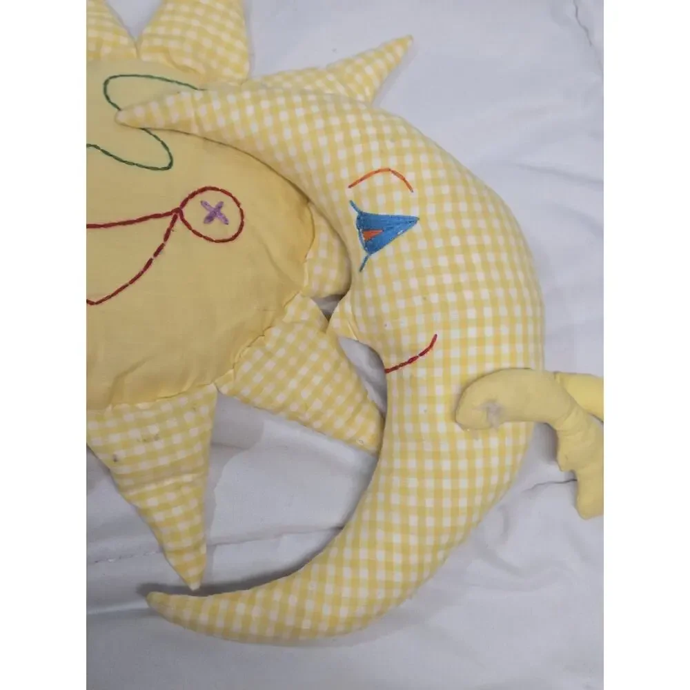 Pair Vintage 60s Celestial Whimsigoth Plaid Sun Moon Stuffed Pillows No Brand